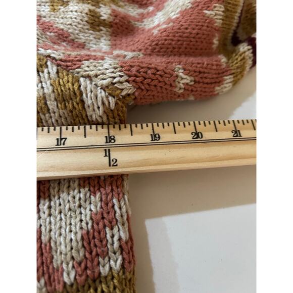 Pink Rose Cardigan Sweater Fair Isle SZM Brown Multicolor Pockets Comfortcore - Picture 8 of 9